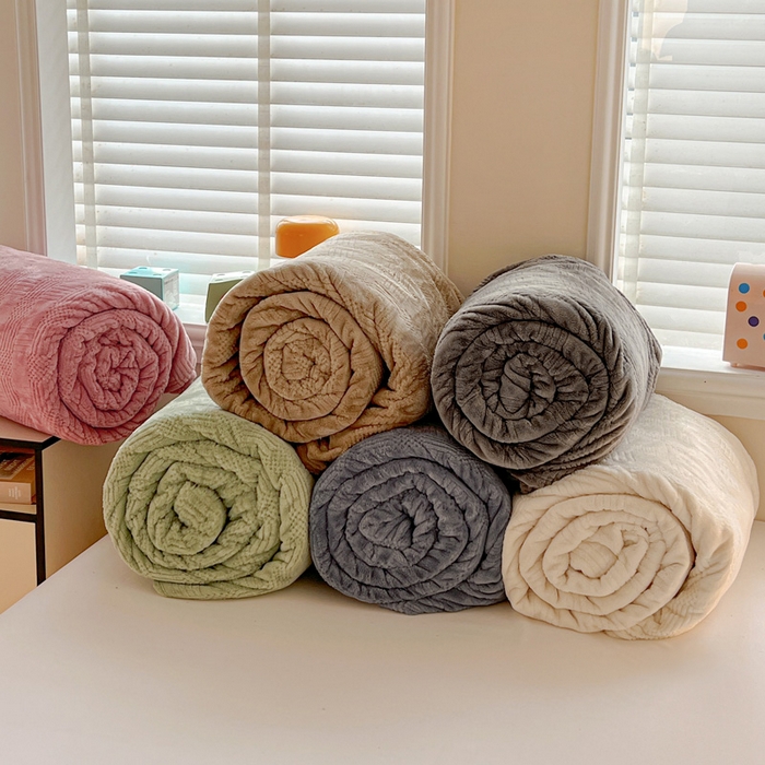 91家纺网 家纺一手货源 找家纺 （总）美洲琳 2025新款提花简约珊瑚绒法莱绒毯毛毯毯子