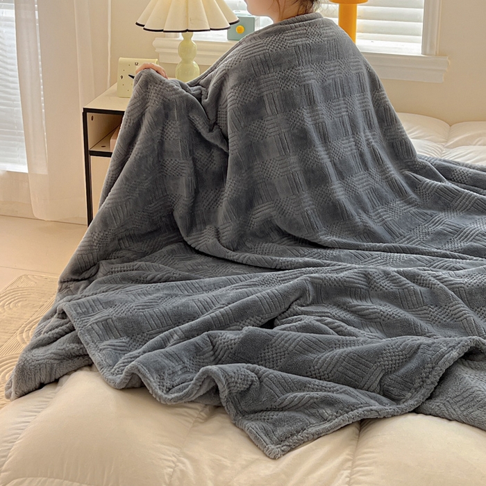 91家纺网 家纺一手货源 找家纺 （总）美洲琳 2025新款提花简约珊瑚绒法莱绒毯毛毯毯子