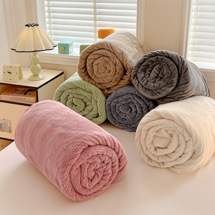 91家纺网 家纺一手货源 找家纺 （总）美洲琳 2025新款提花简约珊瑚绒法莱绒毯毛毯毯子