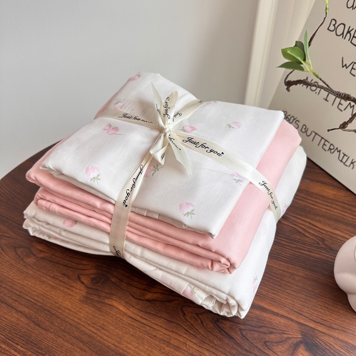 爱思佳 2024新款A类母婴全棉双层纱印花四件套直播热卖系列三 叠拍图 奶油草莓