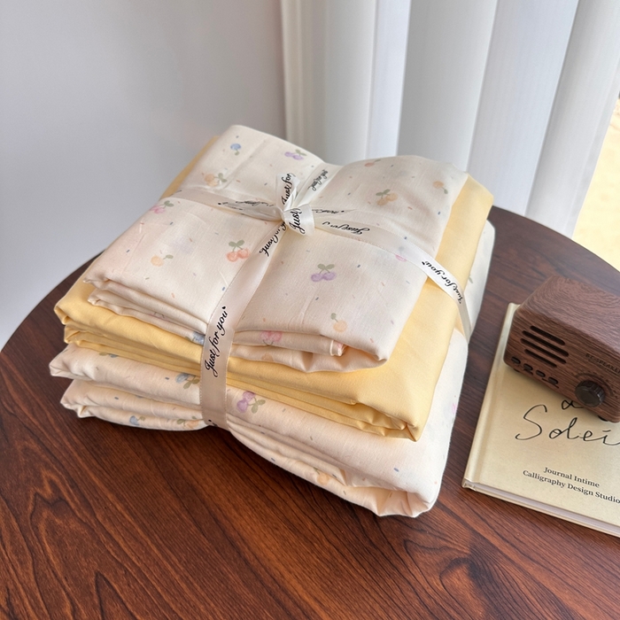 爱思佳 2024新款A类母婴全棉双层纱印花四件套直播热卖系列三 叠拍图 奶油樱桃