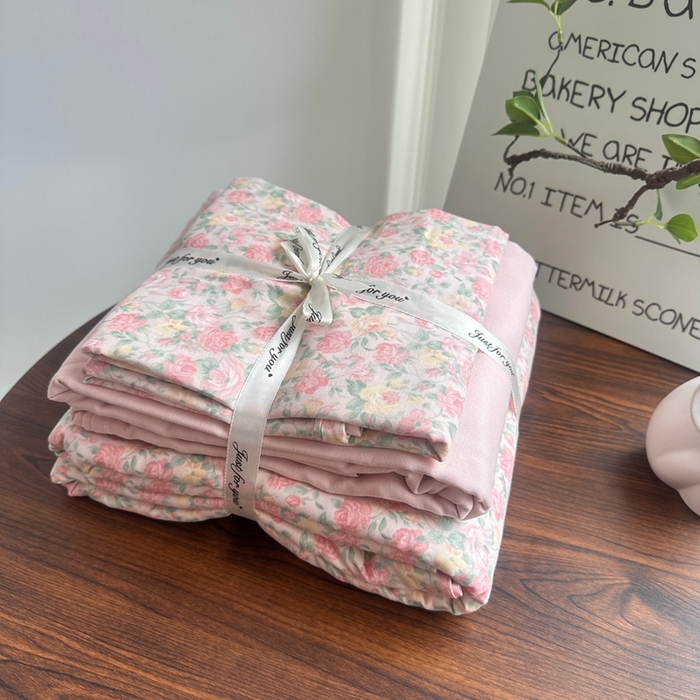 爱思佳 2024新款A类母婴全棉双层纱印花四件套直播热卖系列三 叠拍图 三月情书