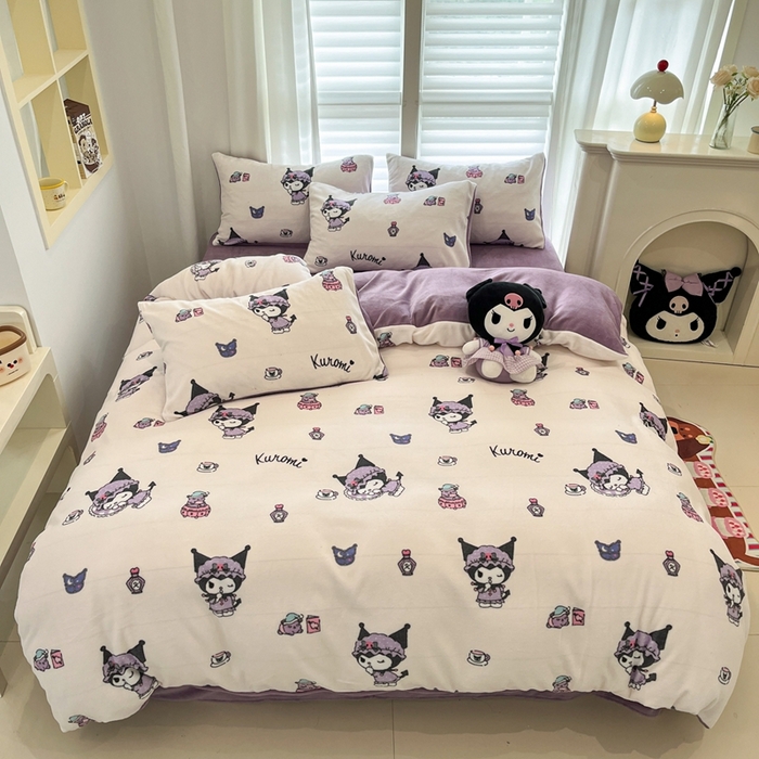 91家纺网 家纺一手货源 找家纺 孩子王家纺 2025新款正版授权卡通牛奶绒小版奥特曼-三丽鸥（含防伪码） 布丁库洛米