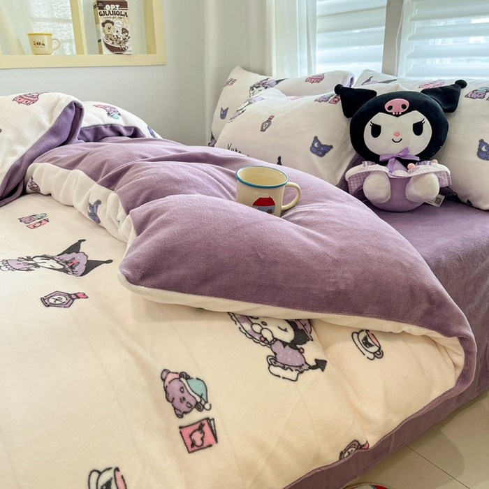 91家纺网 家纺一手货源 找家纺 孩子王家纺 2025新款正版授权卡通牛奶绒小版奥特曼-三丽鸥（含防伪码） 布丁库洛米