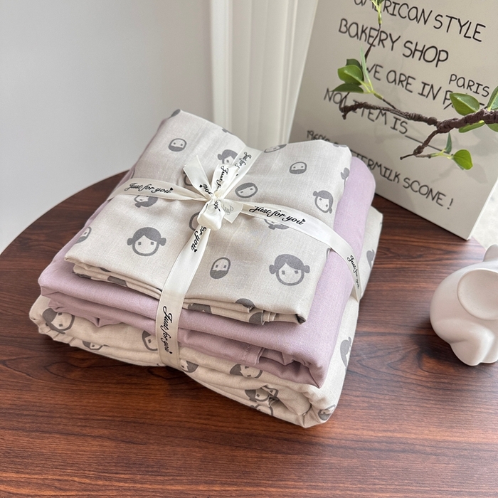 爱思佳 2024新款A类母婴全棉双层纱印花四件套直播热卖系列三 叠拍图 丸子头