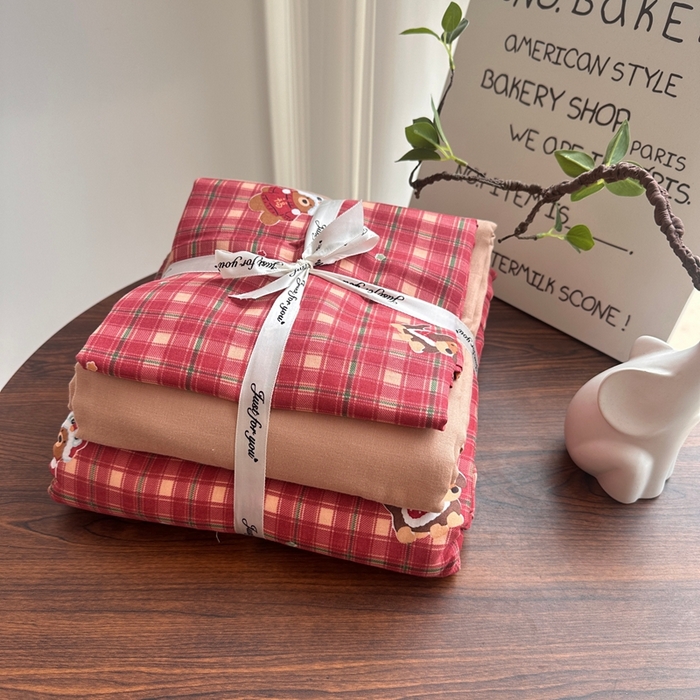 91家纺网 家纺一手货源 找家纺 爱思佳 2024新款A类母婴全棉双层纱印花四件套直播热卖系列三 叠拍图 旺财