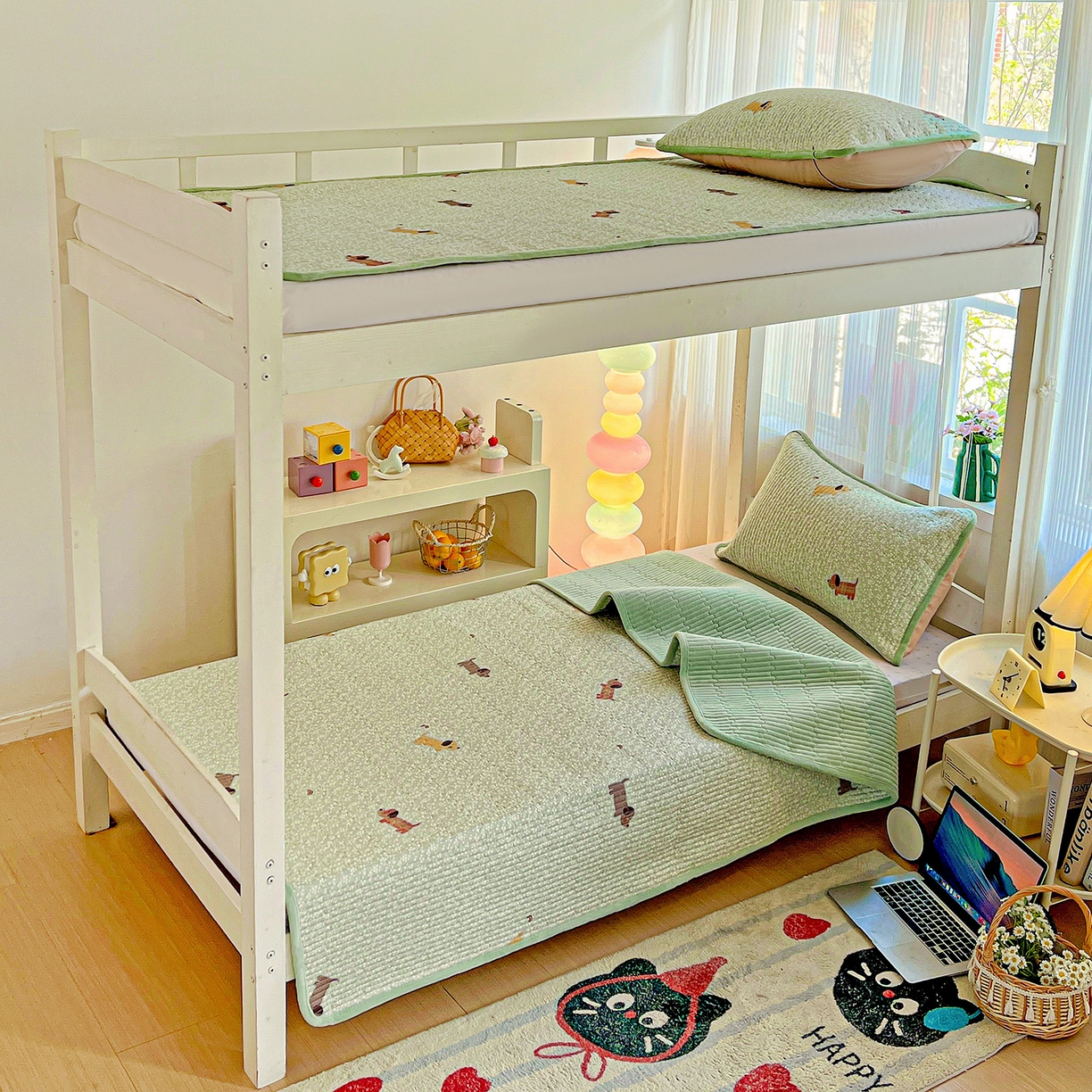 91家纺网 家纺一手货源 找家纺 恒尚居 2025新款学生床盖纯棉牛奶绒正反两用夹棉床单床垫-秋冬款-四季通用【系列一】 布丁狗【A纯棉-B宝宝绒】