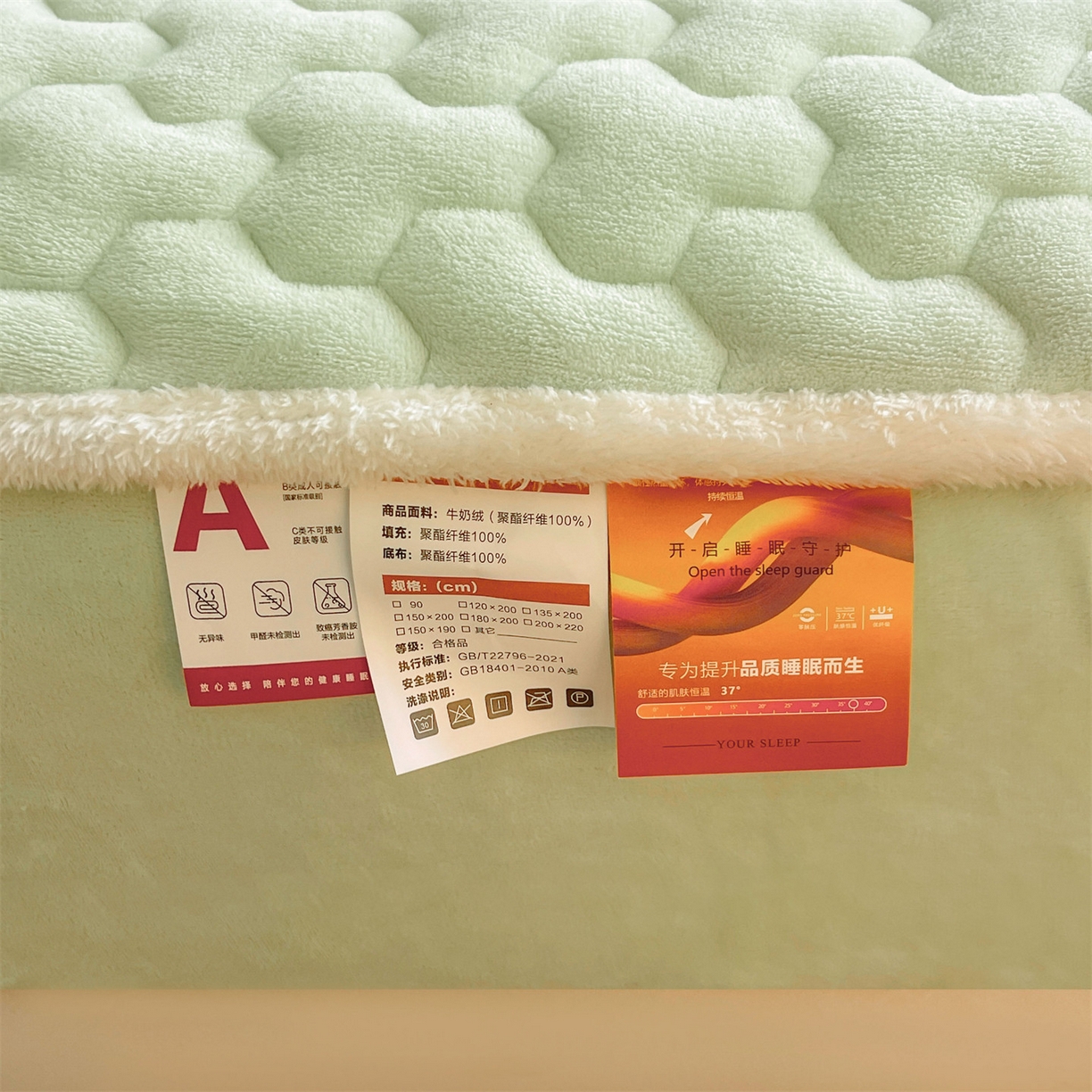 91家纺网 家纺一手货源 找家纺 雯豆家纺 2025新款刺绣牛奶绒夹棉床笠绣花款卡通床笠三件套 萌宠-薄荷绿