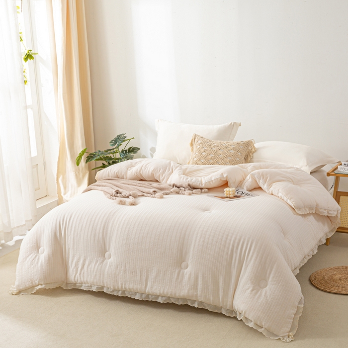 91家纺网 家纺一手货源 找家纺 （总）心梦泽家纺 2025新款全棉水洗色织大豆被纤维被子纯棉冬被双人春秋被芯