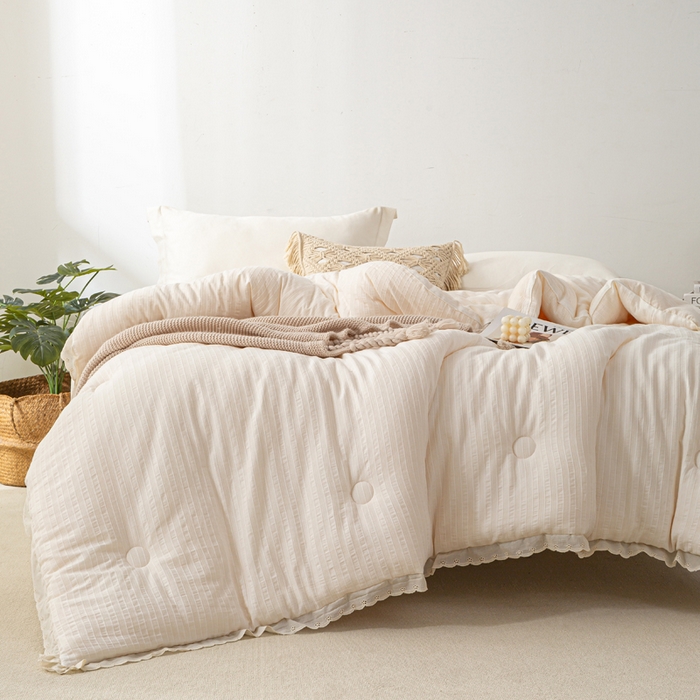 91家纺网 家纺一手货源 找家纺 （总）心梦泽家纺 2025新款全棉水洗色织大豆被纤维被子纯棉冬被双人春秋被芯