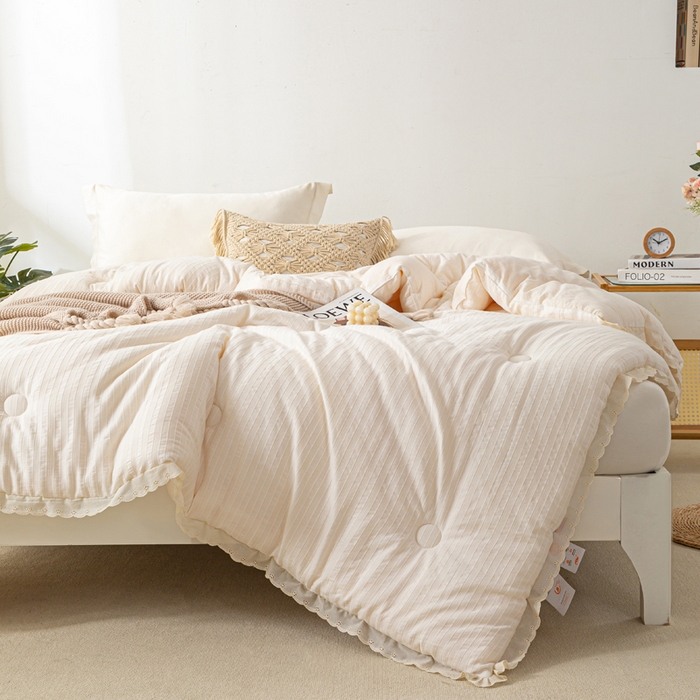 91家纺网 家纺一手货源 找家纺 （总）心梦泽家纺 2025新款全棉水洗色织大豆被纤维被子纯棉冬被双人春秋被芯