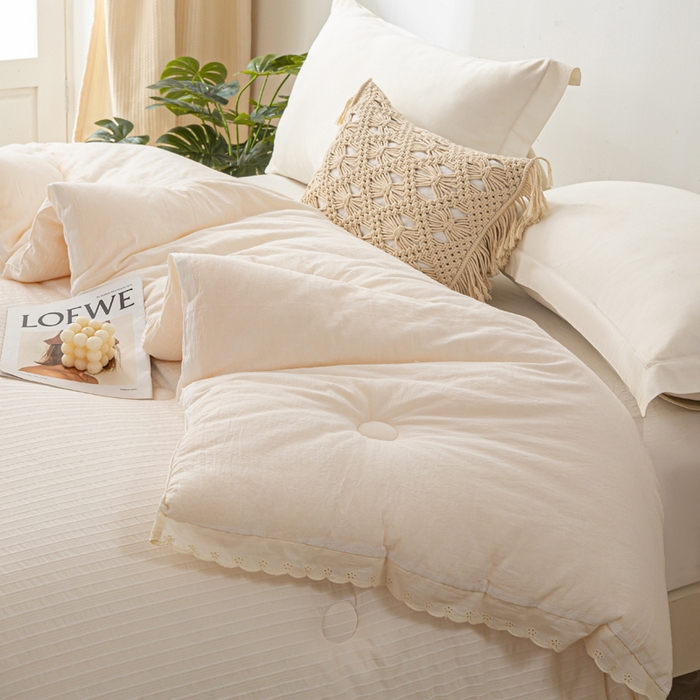 91家纺网 家纺一手货源 找家纺 （总）心梦泽家纺 2025新款全棉水洗色织大豆被纤维被子纯棉冬被双人春秋被芯