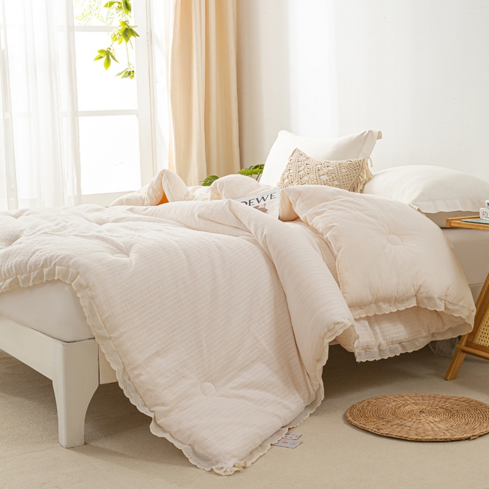 91家纺网 家纺一手货源 找家纺 （总）心梦泽家纺 2025新款全棉水洗色织大豆被纤维被子纯棉冬被双人春秋被芯