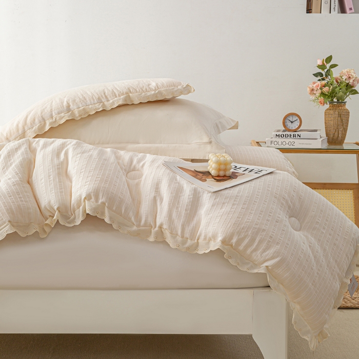 91家纺网 家纺一手货源 找家纺 （总）心梦泽家纺 2025新款全棉水洗色织大豆被纤维被子纯棉冬被双人春秋被芯