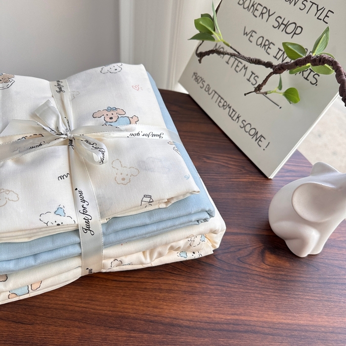 91家纺网 家纺一手货源 找家纺 爱思佳 2024新款A类母婴全棉双层纱印花四件套直播热卖系列三 叠拍图 星仔