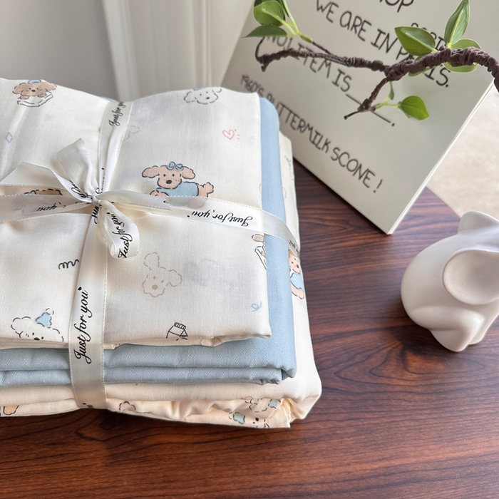 91家纺网 家纺一手货源 找家纺 爱思佳 2024新款A类母婴全棉双层纱印花四件套直播热卖系列三 叠拍图 星仔