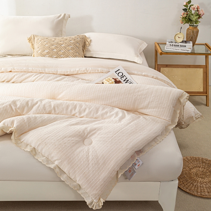 91家纺网 家纺一手货源 找家纺 （总）心梦泽家纺 2025新款全棉水洗色织大豆被纤维被子纯棉冬被双人春秋被芯