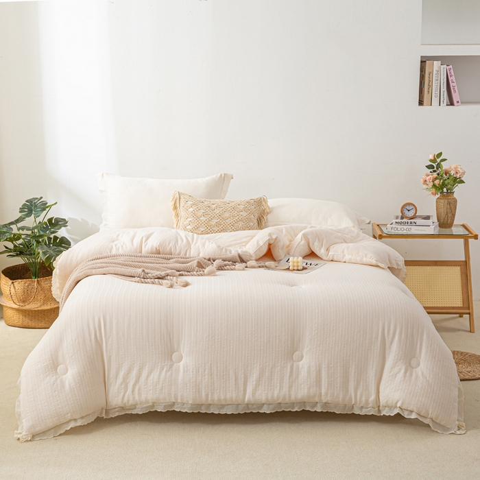 91家纺网 家纺一手货源 找家纺 （总）心梦泽家纺 2025新款全棉水洗色织大豆被纤维被子纯棉冬被双人春秋被芯