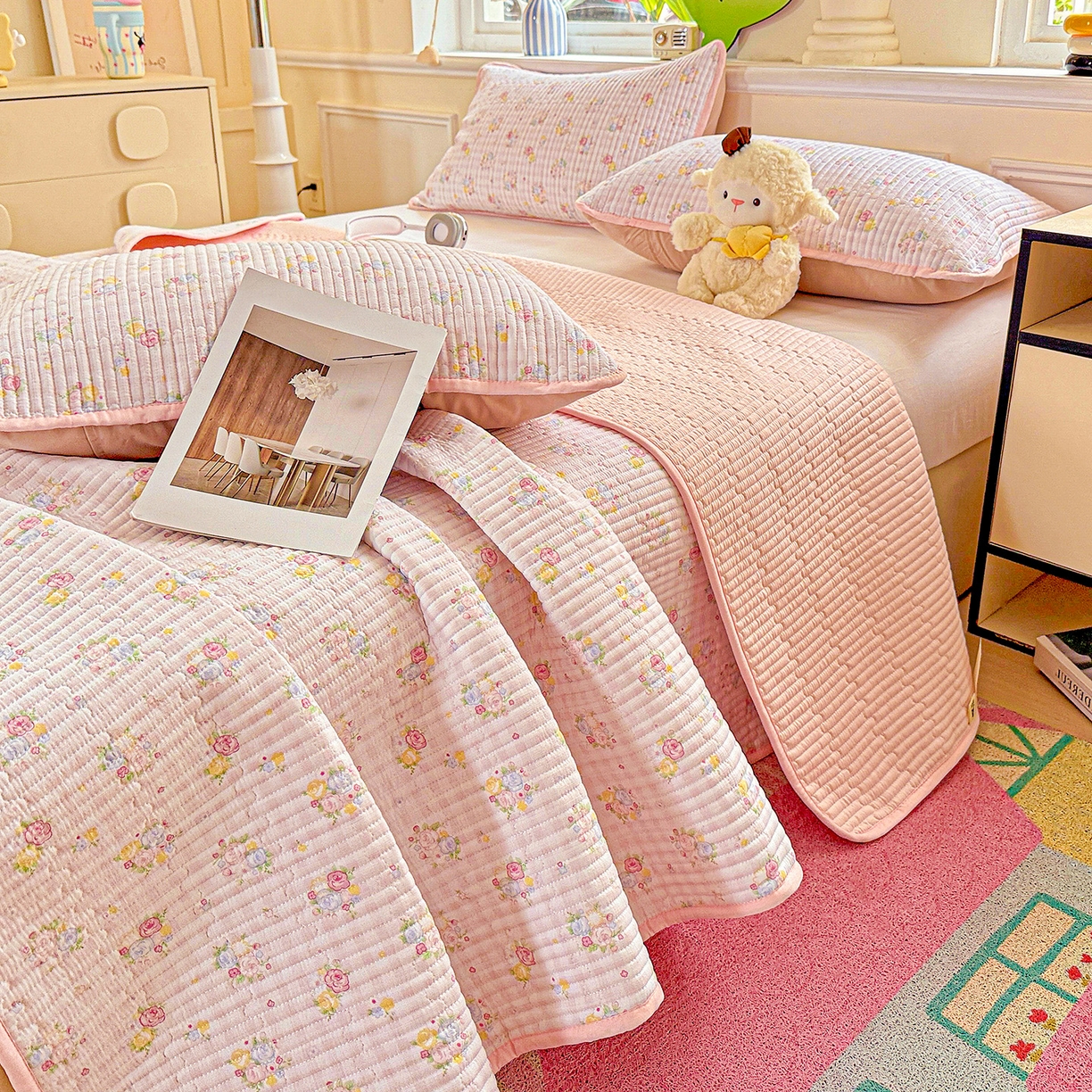 恒尚居 2025新款双层纱床盖床盖单品单床盖云感夹棉床单床垫软床垫-四季款【系列二】 【美好时光】双层纱