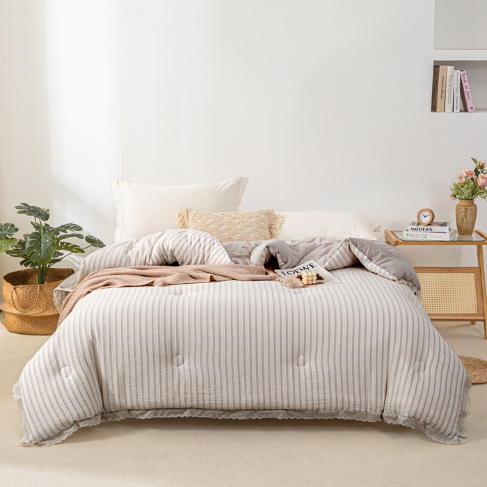 91家纺网 家纺一手货源 找家纺 （总）心梦泽家纺 2025新款全棉水洗色织大豆被纤维被子纯棉冬被双人春秋被芯