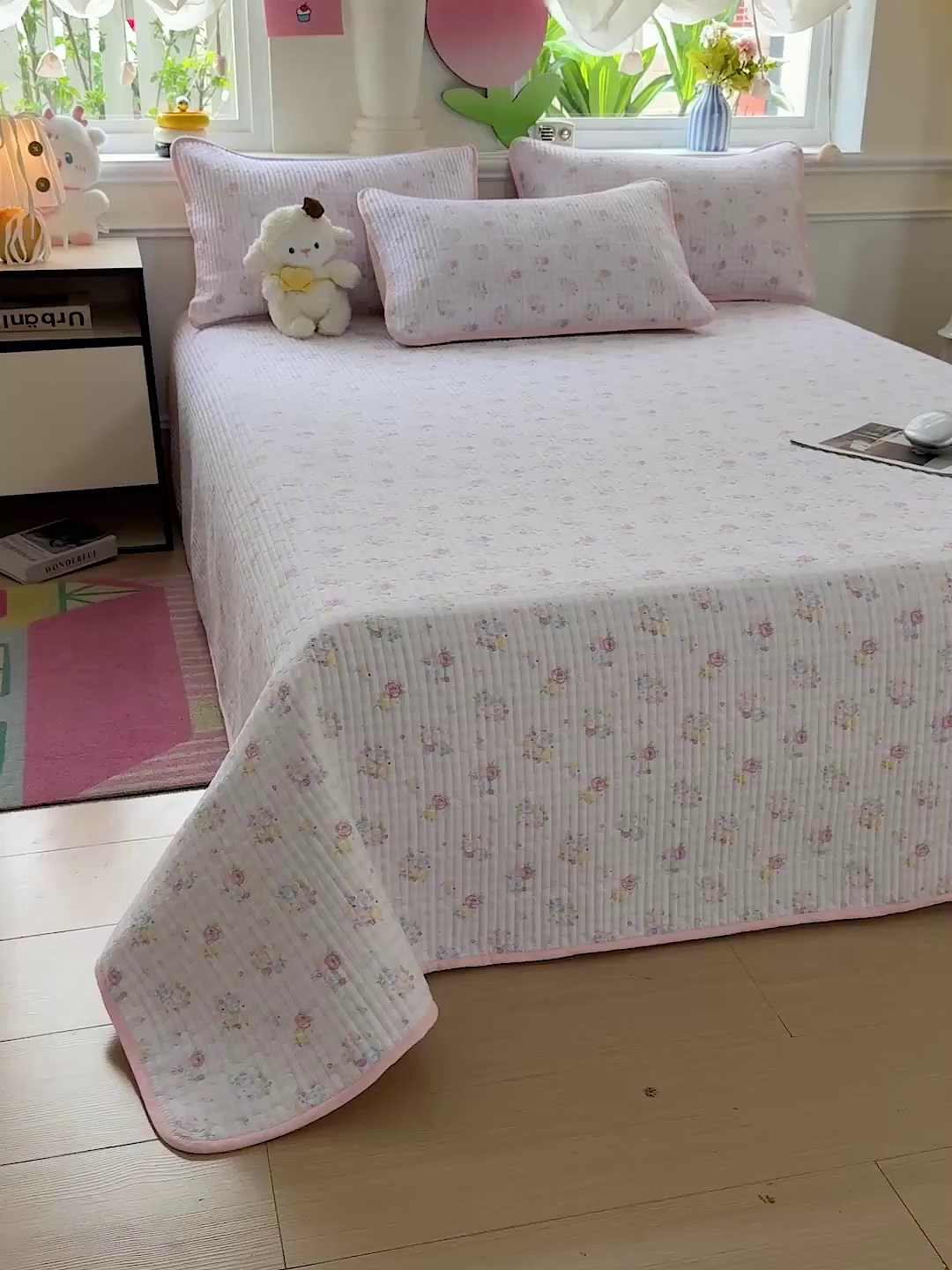 91家纺网 家纺一手货源 找家纺 恒尚居 2025新款双层纱床盖床盖单品单床盖云感夹棉床单床垫软床垫-四季款【系列二】 【美好时光】双层纱