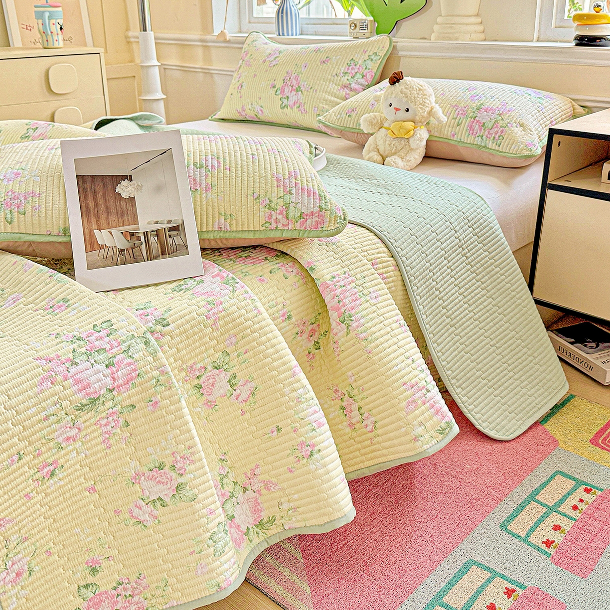 恒尚居 2025新款双层纱床盖床盖单品单床盖云感夹棉床单床垫软床垫-四季款【系列二】 【花仙子】双层纱