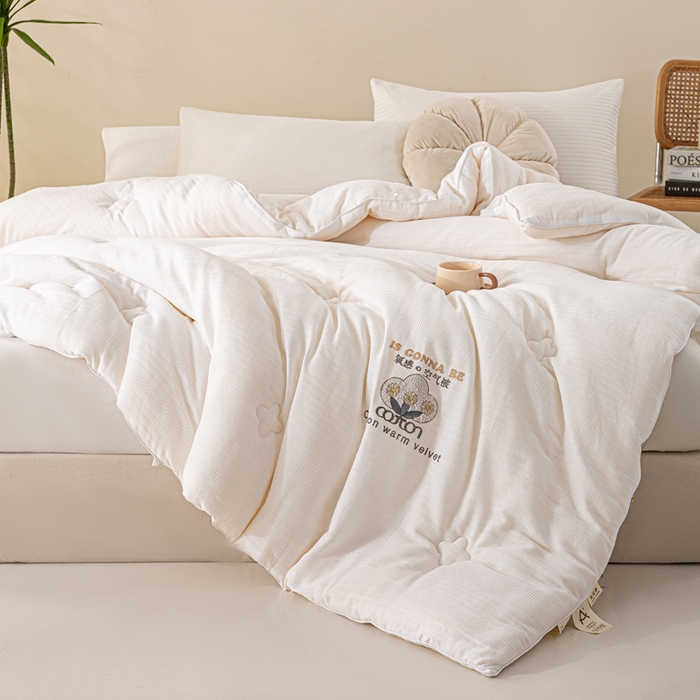 91家纺网 家纺一手货源 找家纺 （总）心梦泽家纺 2025新款全棉水洗双层纱大豆纤维被子纯棉超柔冬被春秋被芯