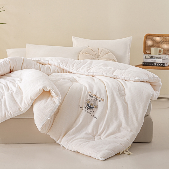 91家纺网 家纺一手货源 找家纺 （总）心梦泽家纺 2025新款全棉水洗双层纱大豆纤维被子纯棉超柔冬被春秋被芯