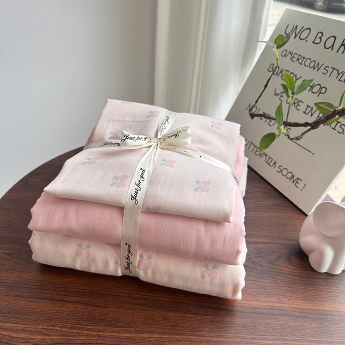 爱思佳 2024新款A类母婴全棉双层纱印花四件套直播热卖系列三 叠拍图 雨蝶