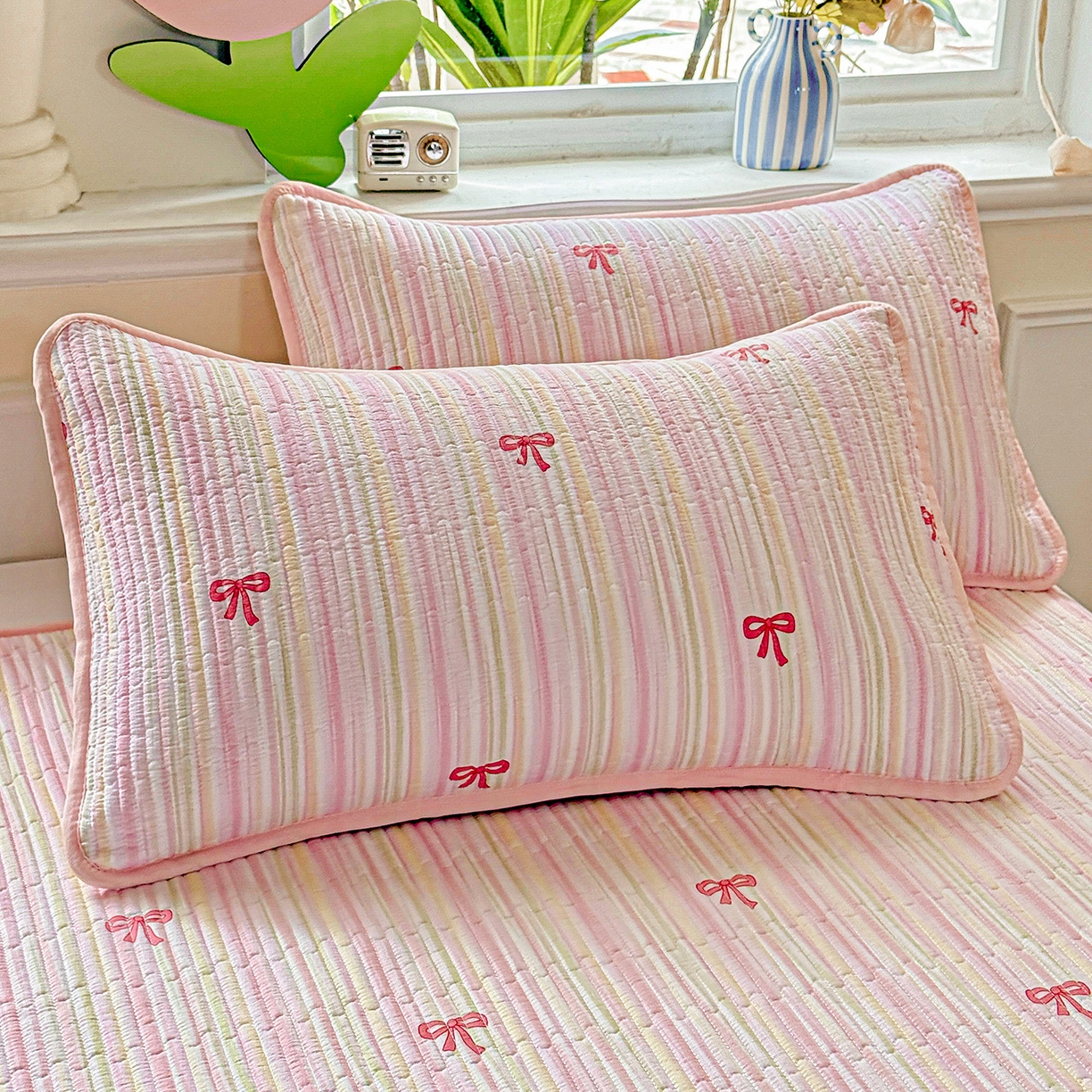 91家纺网 家纺一手货源 找家纺 恒尚居 2025新款双层纱床盖床盖单品单床盖云感夹棉床单床垫软床垫-四季款【系列二】 【完美日记】双层纱