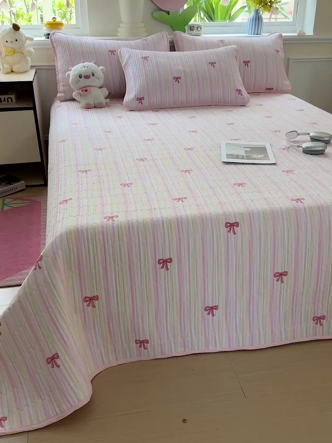 91家纺网 家纺一手货源 找家纺 恒尚居 2025新款双层纱床盖床盖单品单床盖云感夹棉床单床垫软床垫-四季款【系列二】 【完美日记】双层纱