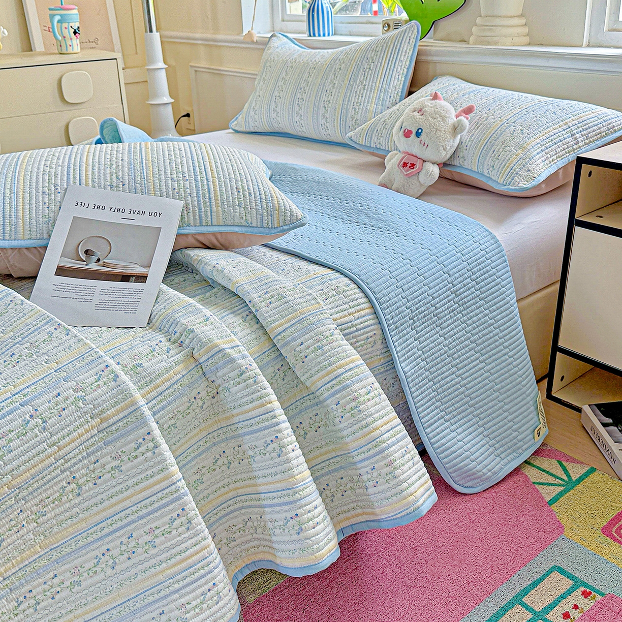 恒尚居 2025新款双层纱床盖床盖单品单床盖云感夹棉床单床垫软床垫-四季款【系列二】 【阳光庄园】双层纱