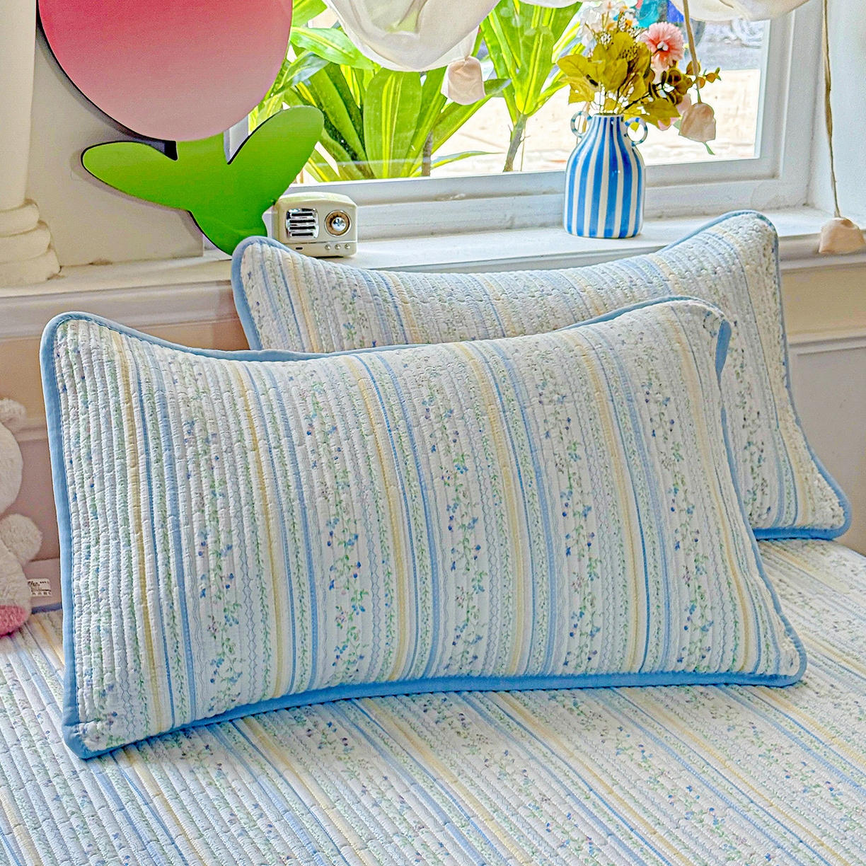 91家纺网 家纺一手货源 找家纺 恒尚居 2025新款双层纱床盖床盖单品单床盖云感夹棉床单床垫软床垫-四季款【系列二】 【阳光庄园】双层纱