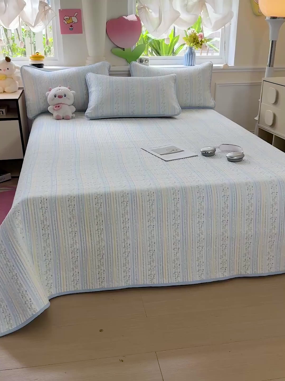 91家纺网 家纺一手货源 找家纺 恒尚居 2025新款双层纱床盖床盖单品单床盖云感夹棉床单床垫软床垫-四季款【系列二】 【阳光庄园】双层纱