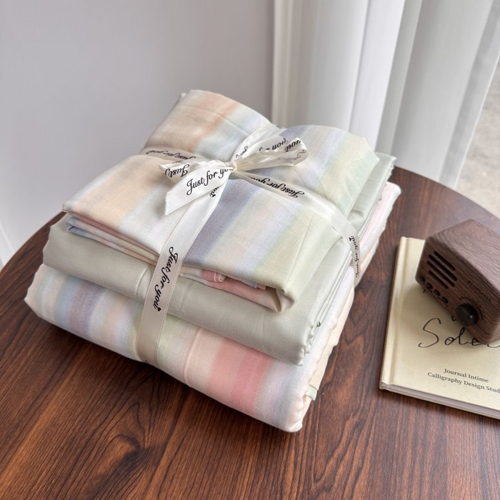 爱思佳 2024新款A类母婴全棉双层纱印花四件套直播热卖系列三 叠拍图 遇上彩虹