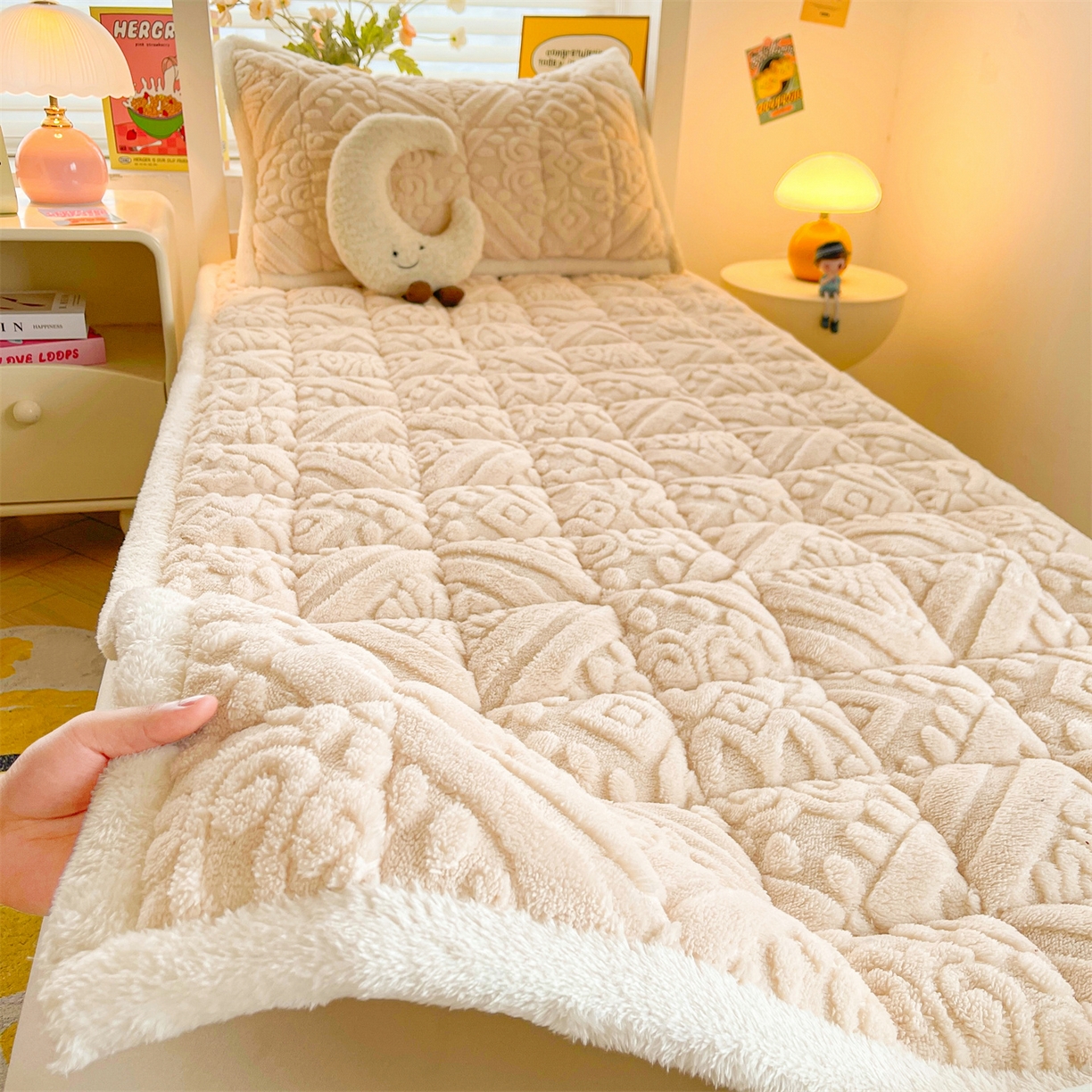 雯豆家纺 2025新款加厚塔芙绒床垫床褥床护垫学生宿舍床大学生单人褥子 塔芙绒床褥-英伦奶咖