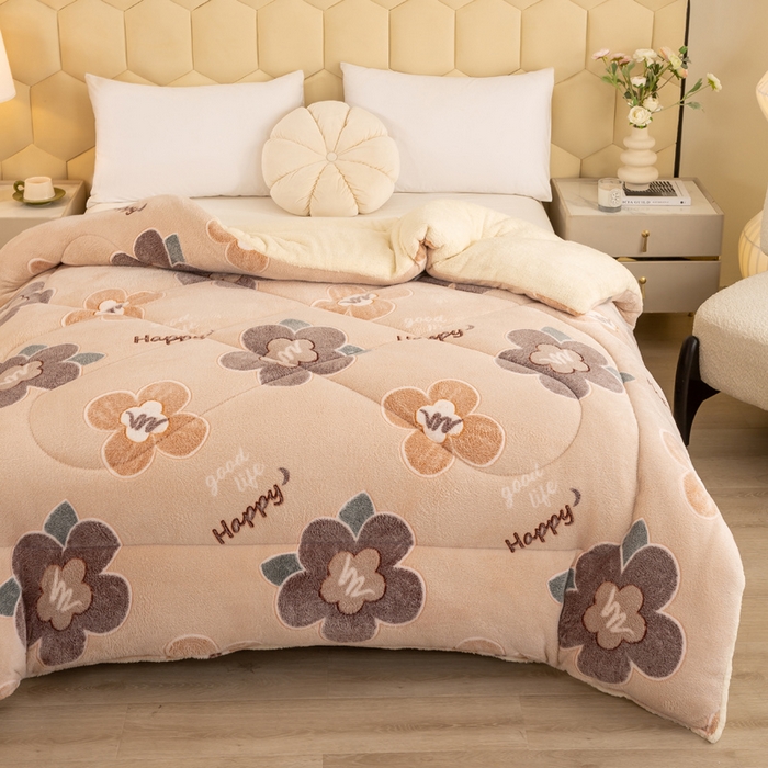 91家纺网 家纺一手货源 找家纺 梦初语 2025新款羊羔绒被子棉被双面绒冬被秋冬季保暖加厚雪花绒被芯直播 幸福花开