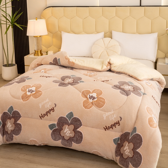 91家纺网 家纺一手货源 找家纺 梦初语 2025新款羊羔绒被子棉被双面绒冬被秋冬季保暖加厚雪花绒被芯直播 幸福花开