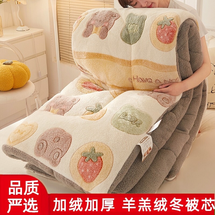 91家纺网 家纺一手货源 找家纺 （总）梦初语 2025新款羊羔绒被子棉被双面绒冬被秋冬季保暖加厚雪花绒被芯直播