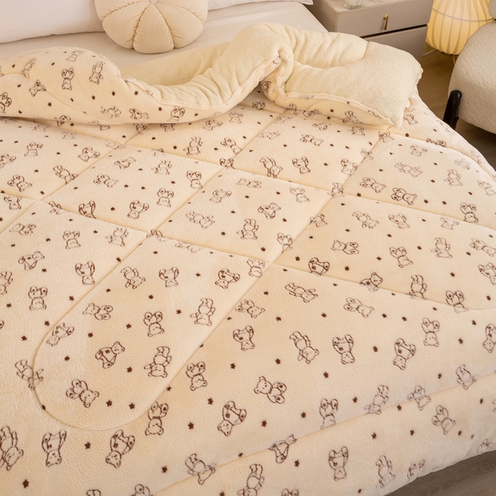 91家纺网 家纺一手货源 找家纺 梦初语 2025新款羊羔绒被子棉被双面绒冬被秋冬季保暖加厚雪花绒被芯直播 小熊宝贝