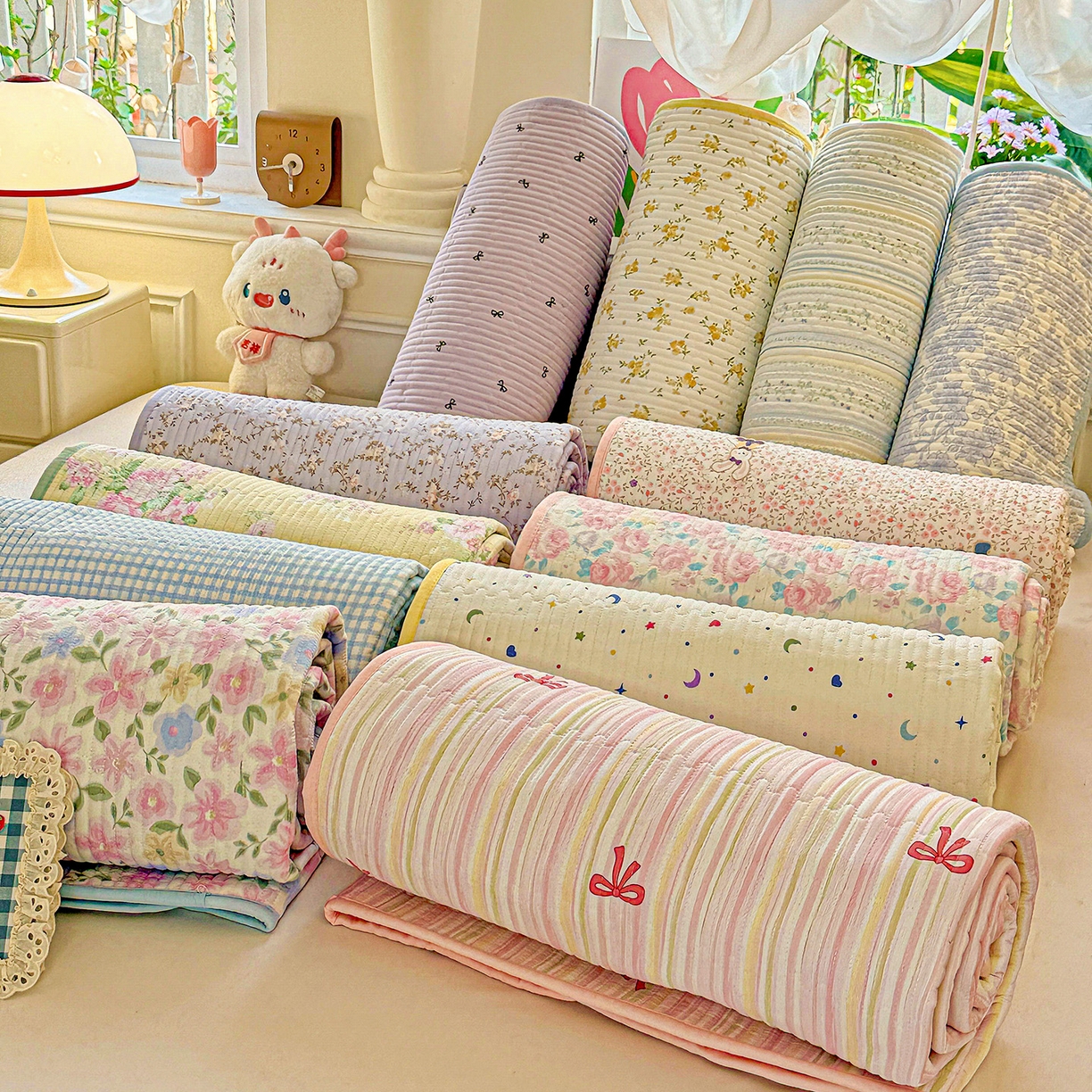 恒尚居 2025新款双层纱床盖床盖单品单床盖云感夹棉床单床垫软床垫-四季款【系列二】 组合图仅供展示不可下单