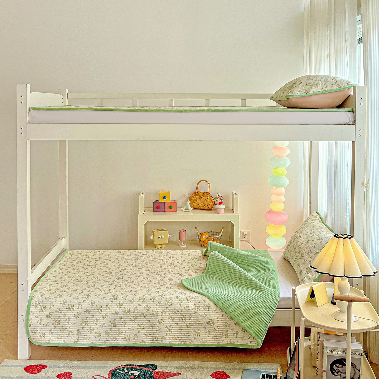 91家纺网 家纺一手货源 找家纺 恒尚居 2025新款学生床盖纯棉牛奶绒正反两用夹棉床单床垫-秋冬款-四季通用【系列一】 香草园【A纯棉-B宝宝绒】