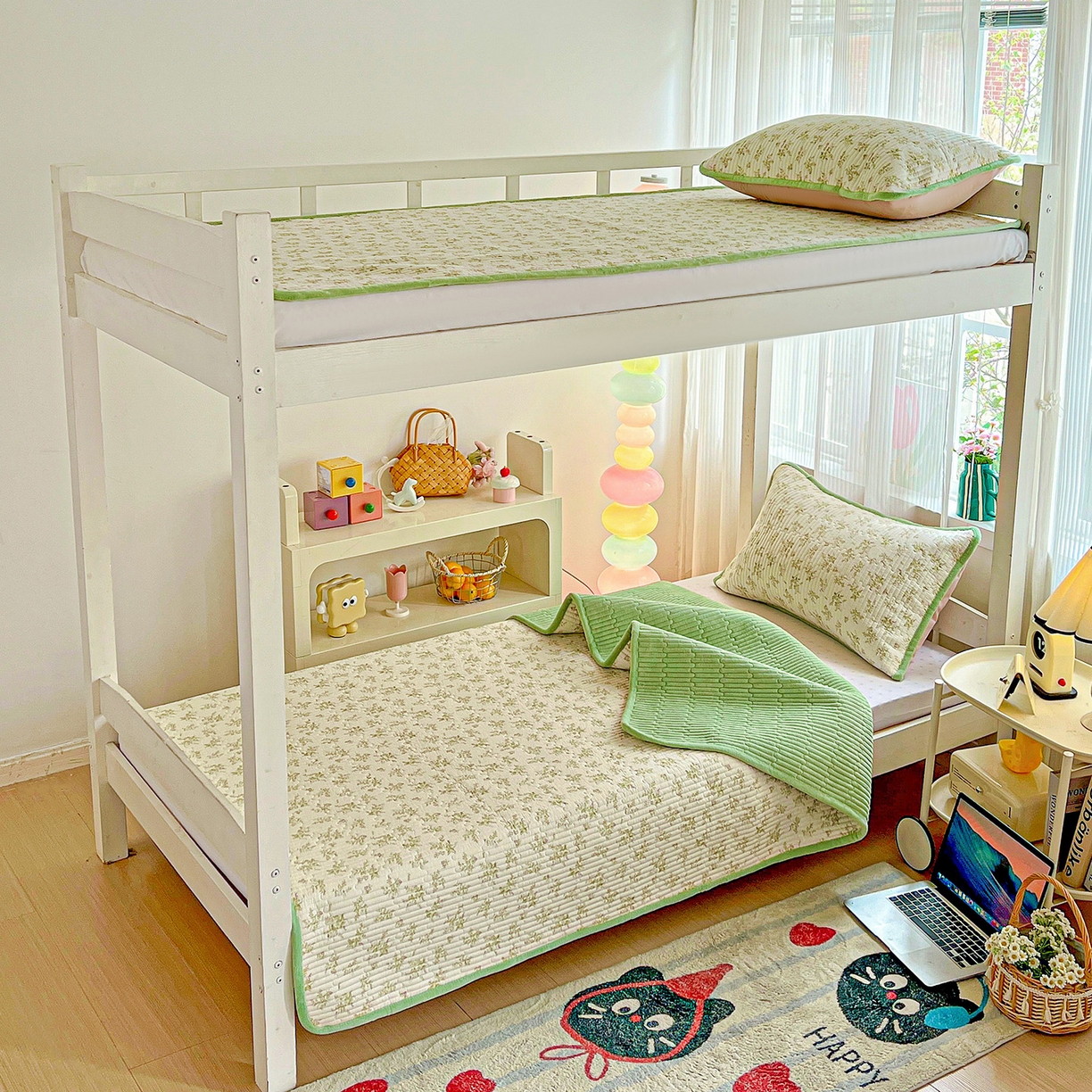 91家纺网 家纺一手货源 找家纺 恒尚居 2025新款学生床盖纯棉牛奶绒正反两用夹棉床单床垫-秋冬款-四季通用【系列一】 香草园【A纯棉-B宝宝绒】