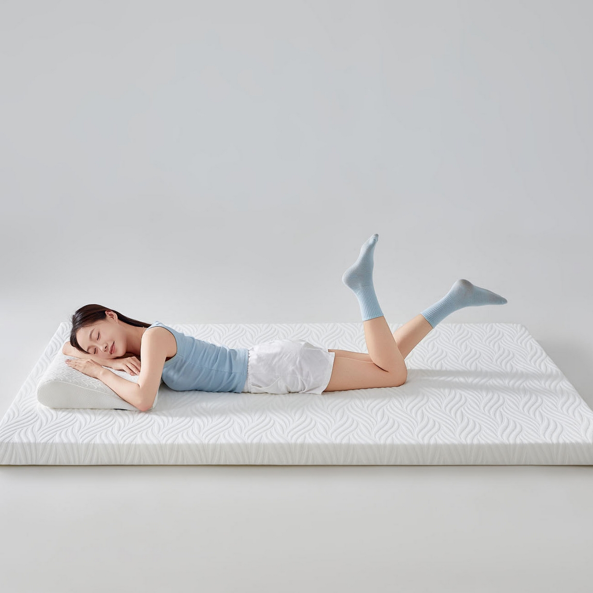 91家纺网 家纺一手货源 找家纺 暖季家纺 2025新款零压深睡眠成人记忆棉针织棉提花床垫 清韵