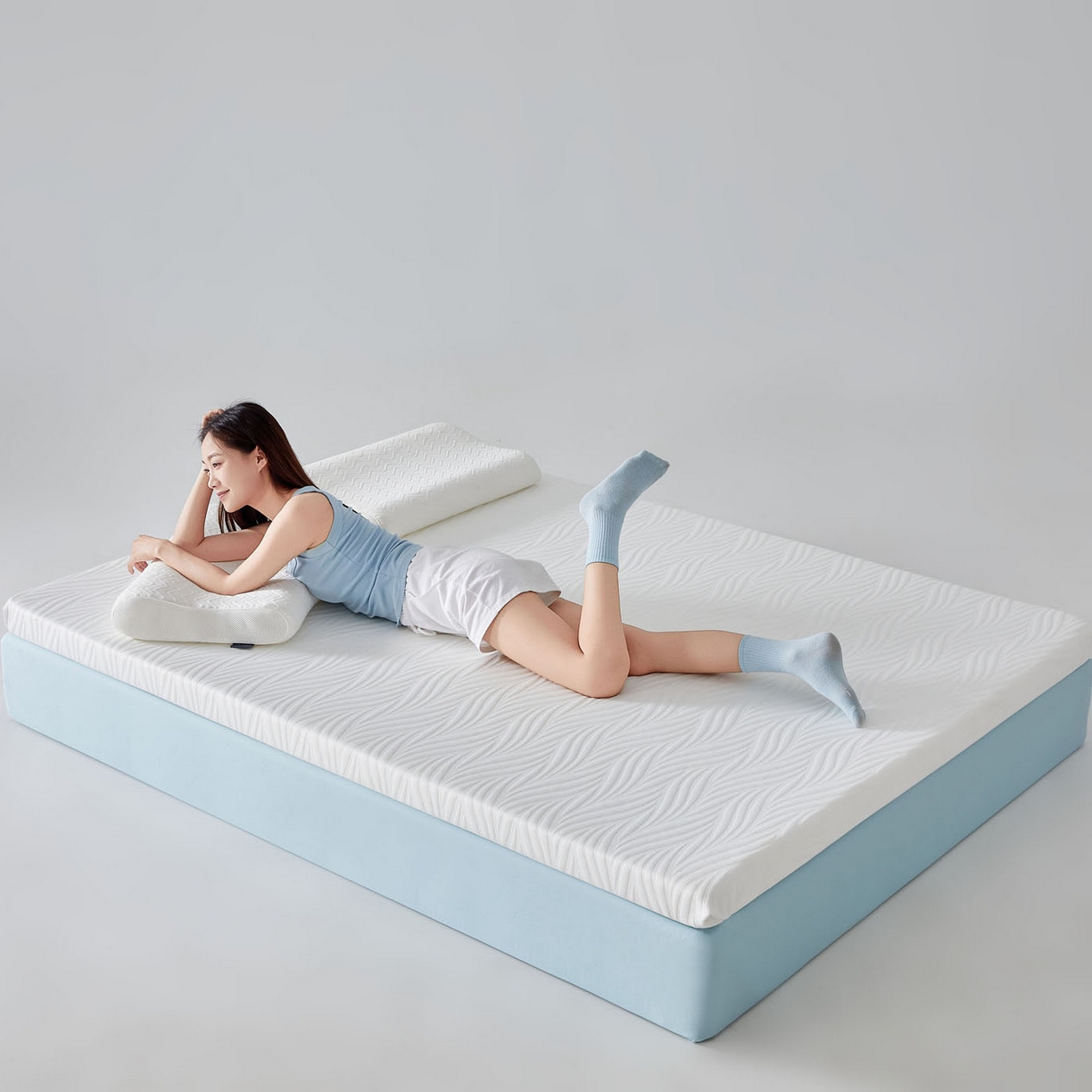 91家纺网 家纺一手货源 找家纺 暖季家纺 2025新款零压深睡眠成人记忆棉针织棉提花床垫 清韵