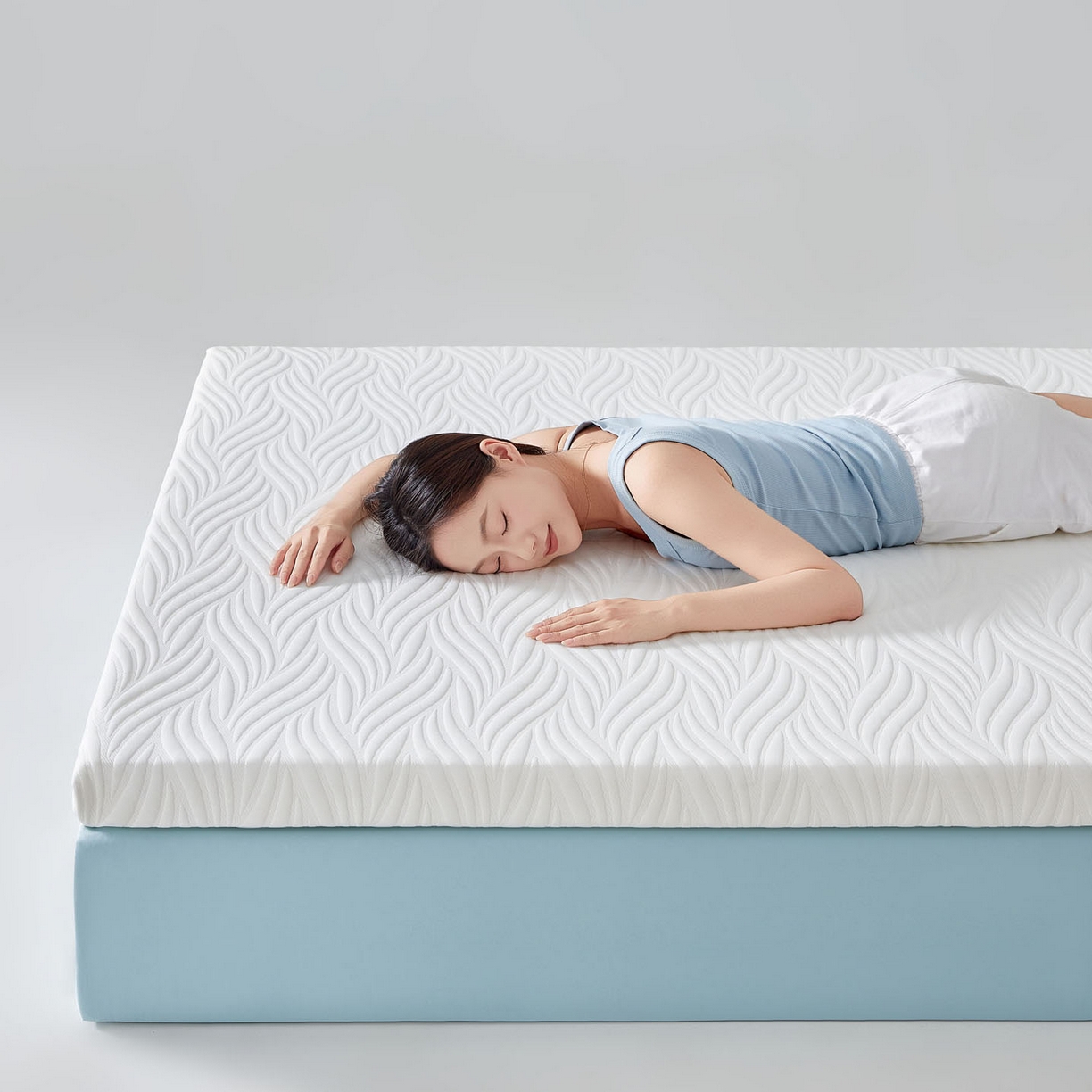 91家纺网 家纺一手货源 找家纺 暖季家纺 2025新款零压深睡眠成人记忆棉针织棉提花床垫 清韵