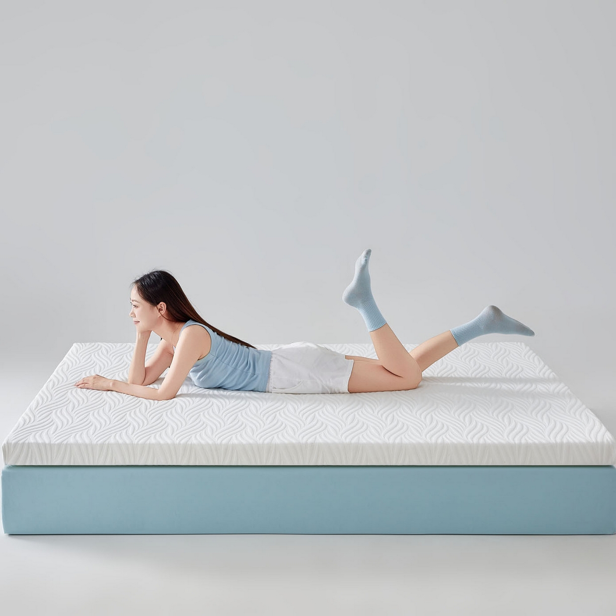 91家纺网 家纺一手货源 找家纺 暖季家纺 2025新款零压深睡眠成人记忆棉针织棉提花床垫 清韵