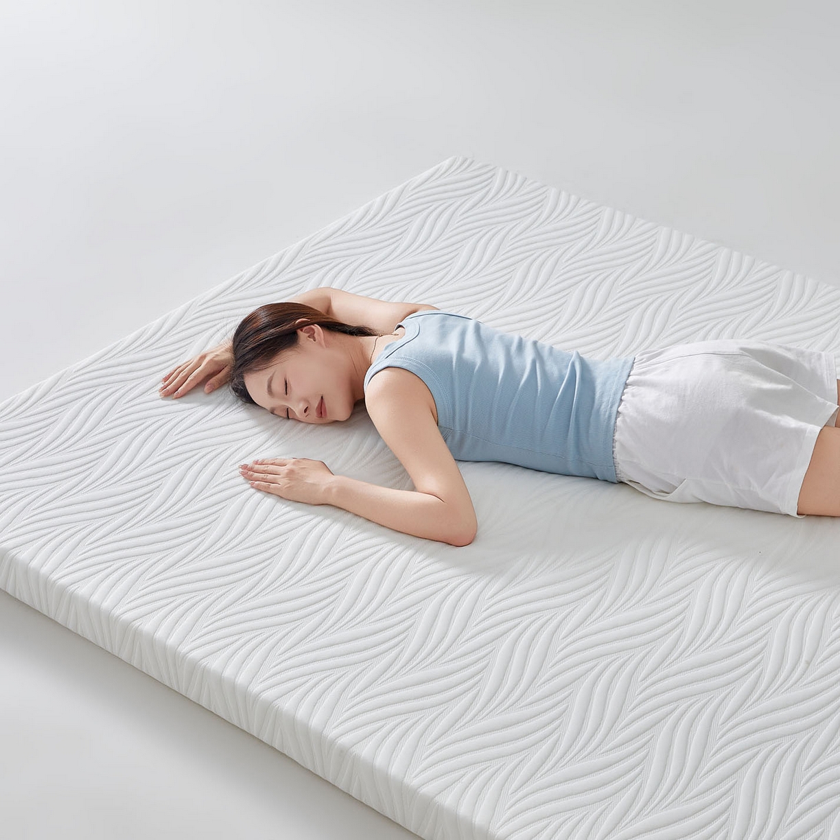 91家纺网 家纺一手货源 找家纺 暖季家纺 2025新款零压深睡眠成人记忆棉针织棉提花床垫 清韵