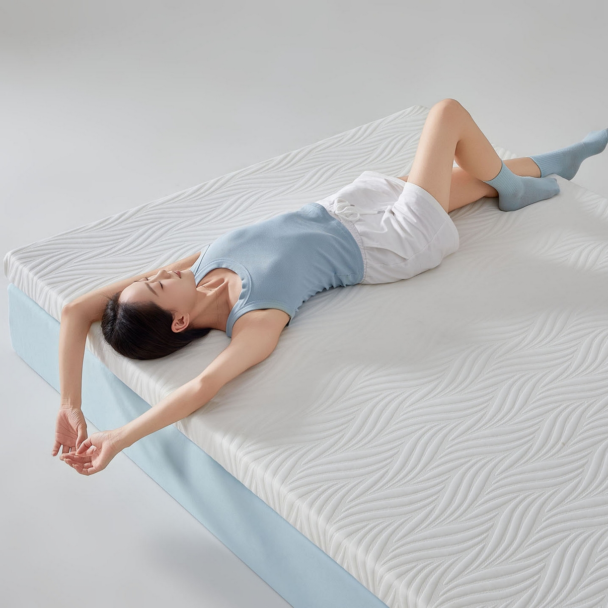 91家纺网 家纺一手货源 找家纺 暖季家纺 2025新款零压深睡眠成人记忆棉针织棉提花床垫 清韵