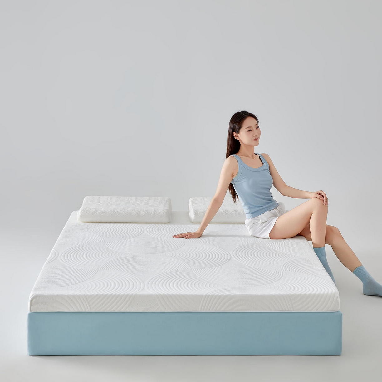 91家纺网 家纺一手货源 找家纺 暖季家纺 2025新款零压深睡眠成人记忆棉针织棉提花床垫 素致